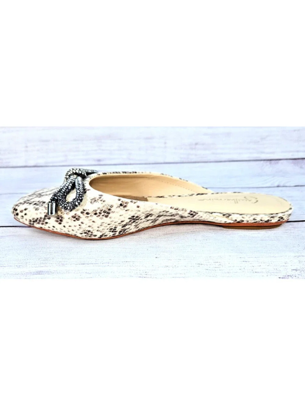 Anthropologie Guilhermina snake skin look ballet flat mules size 6M